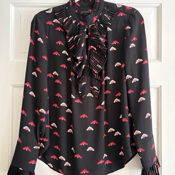 Ann Taylor Black Blouse with Ruffles size S - Picture 2 of 7